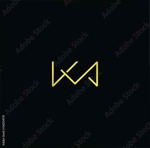 Minimal elegant monogram art logo. Outstanding professional trendy awesome artistic KM MK initial based Alphabet icon logo. Premium Business logo gold color on black background photo
