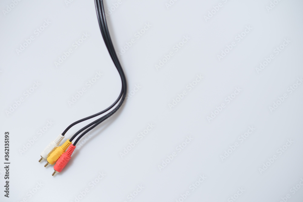 Cable Audio video cable RCA jack isolated on white