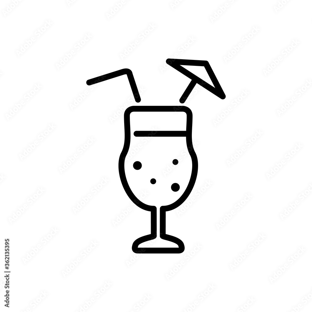 Icono plano lineal cocktail en color negro Icono plano lineal cocktail en color negro