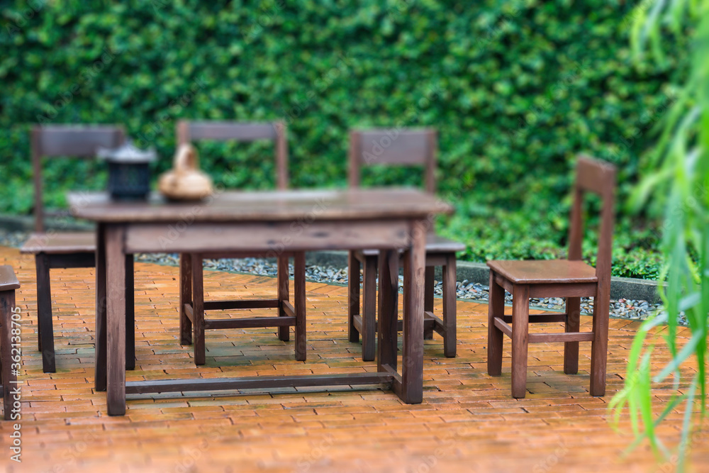 Blur background of outdoors garden furniture set Blur background of outdoors garden furniture set