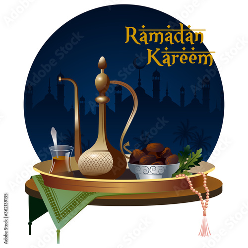 Vector illustration of the Muslim Ramadan fasting