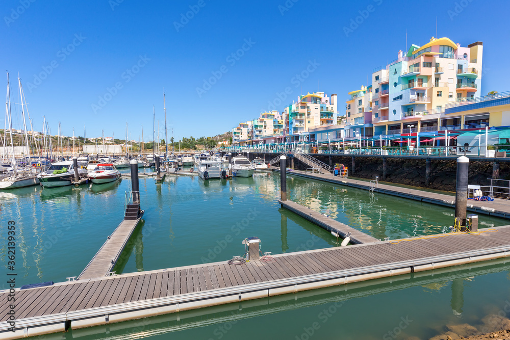 Port with boats and jetty in  Portuguese Albufeira