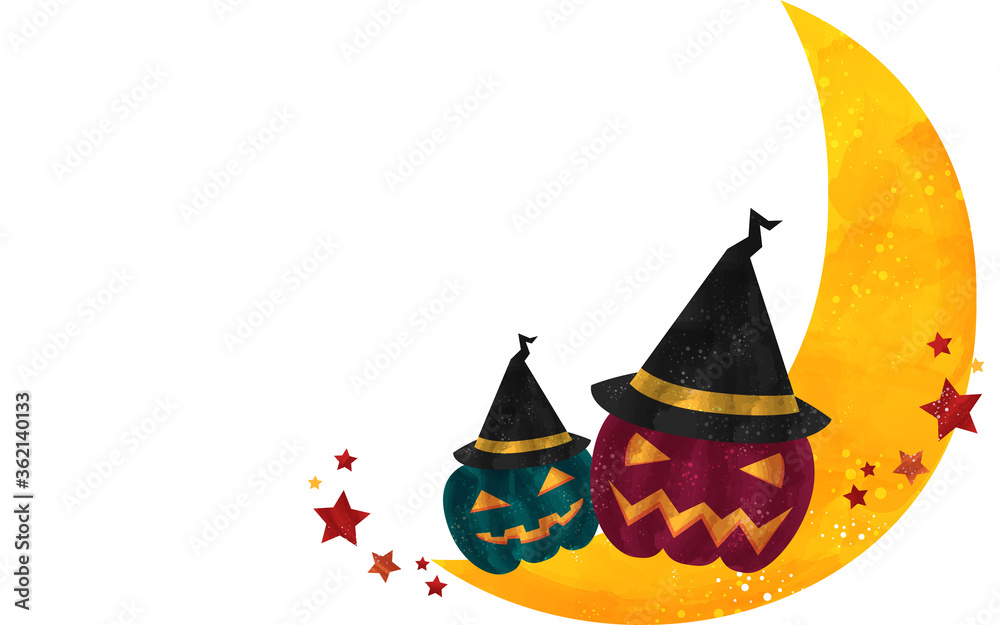 ハロウィンのイラスト 三日月と帽子をかぶったジャックオーランタン Stock Vector Adobe Stock ハロウィンのイラスト 三日月と帽子をかぶったジャックオーランタン Stock Vector Adobe Stock