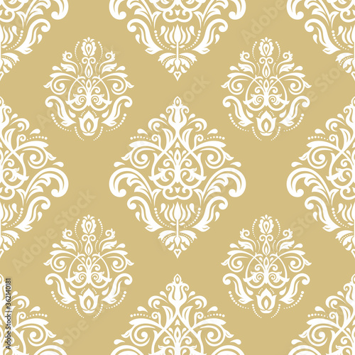 Orient classic golden and white pattern. Seamless abstract background with vintage elements. Orient background. Ornament for wallpaper and packaging