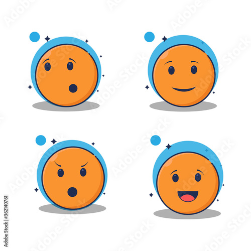 atur ilutarasi vektor karakter emoticon berbagai ekpresi  photo