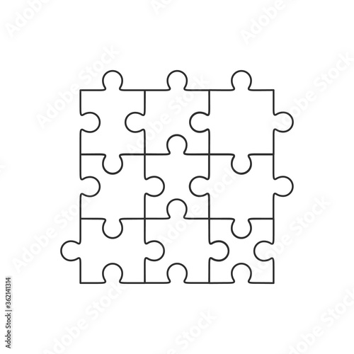 Jigsaw puzzle vector, nine pieces