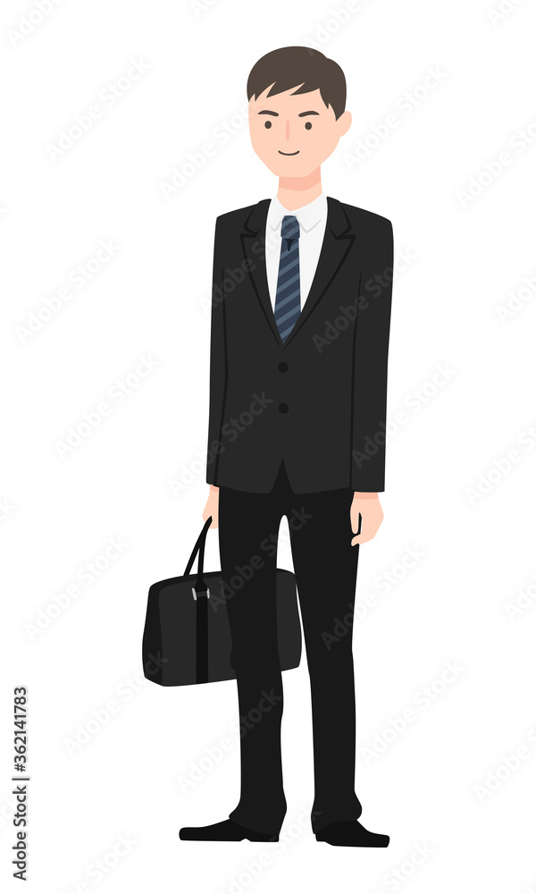 就職活動をしてるリクルートスーツ姿の若い男性のイラスト。 就職活動をしてるリクルートスーツ姿の若い男性のイラスト。