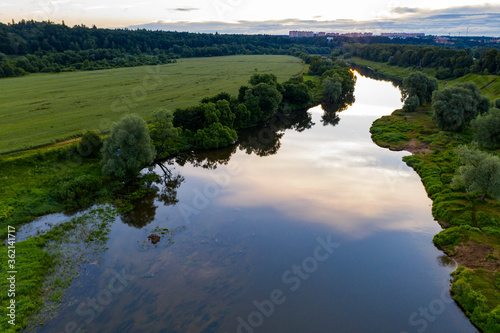 amazingly beautiful nature with a river at dawn