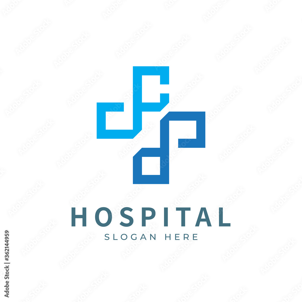 Health logo with initial letter C P, PC, C P logo designs concept. Medical health-care logo designs template.