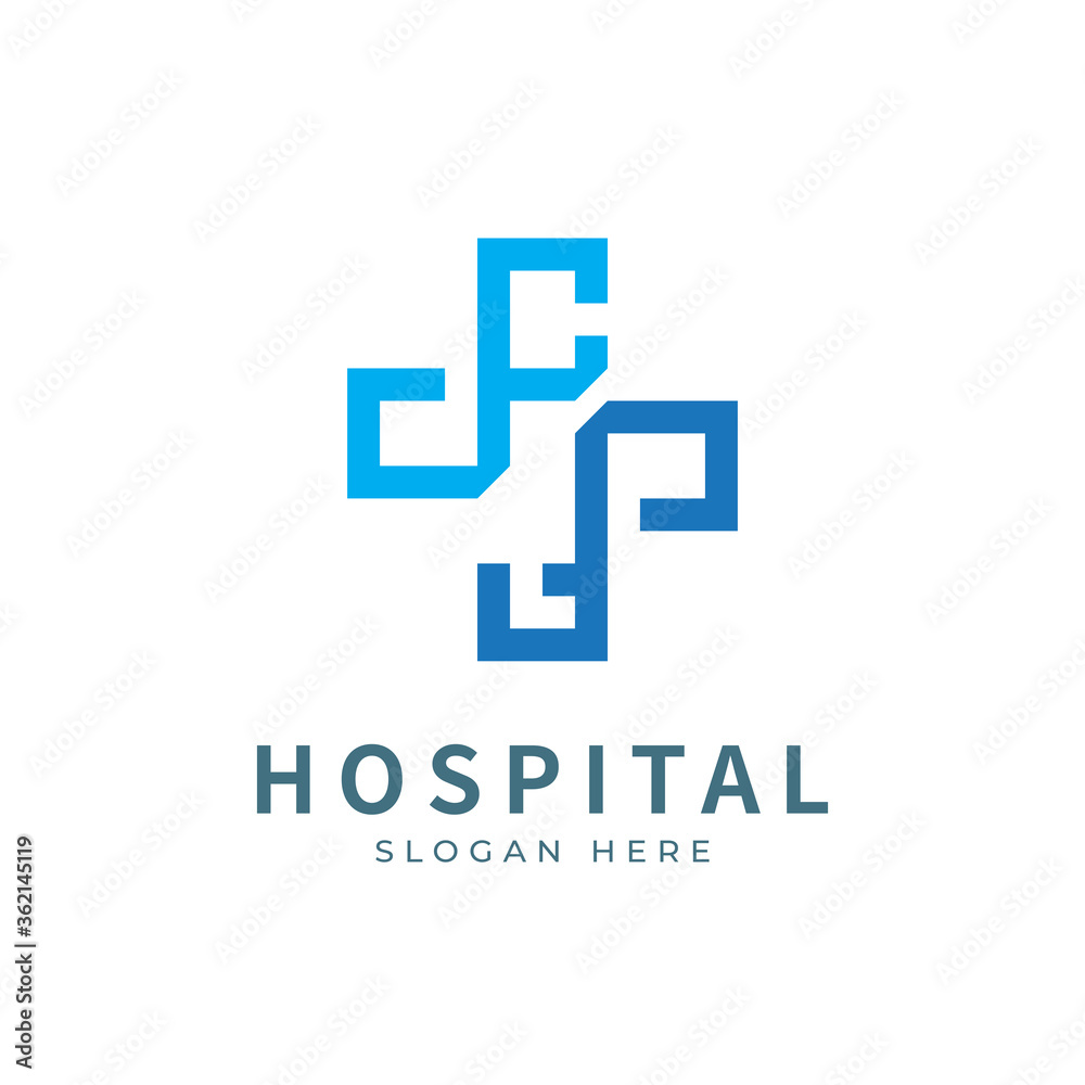 Health logo with initial letter CF, F C, C F logo designs concept. Medical health-care logo designs template.