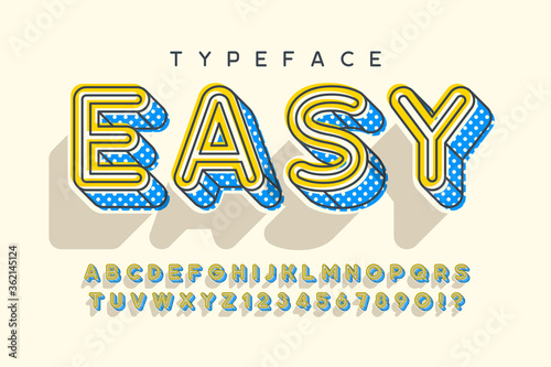 Linear modern popart alphabet design, letters and numbers.