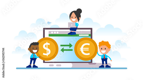Euro to dollar currency exchange.
