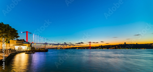 Istanbul Bosphorus Bridge sunset view in Istanbul, Turkey.