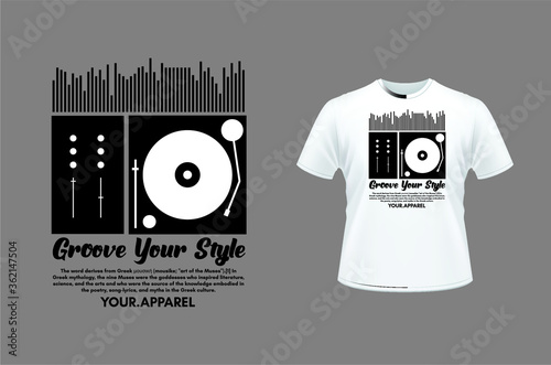 turntable t-shirt design minimalist vector