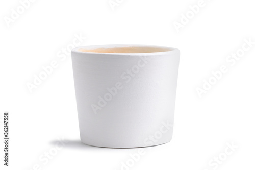 White ceramic pots, White flower pot isolated on white background.