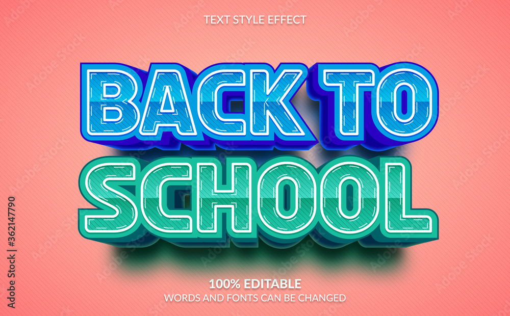 Editable Text Effect, Back To School Text Style