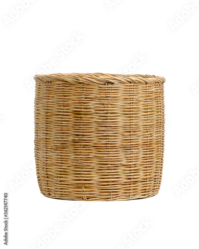Wicker basket pot isolate on white background. 