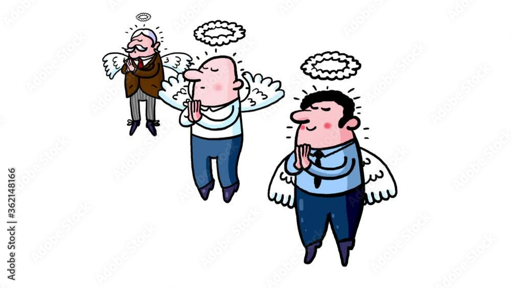 Souls flying to heaven. Seamless loop cartoon whiteboard animation. Souls flying to heaven. Seamless loop cartoon whiteboard animation.