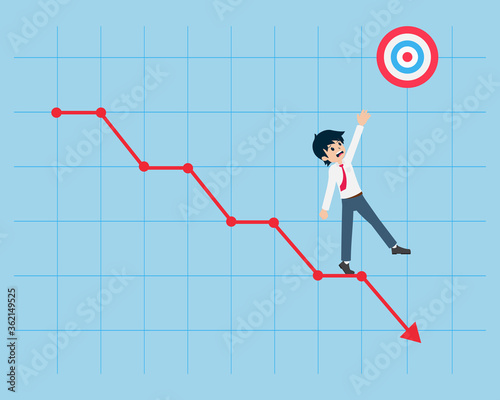Salary Man Trying to grab the goal On the falling graph