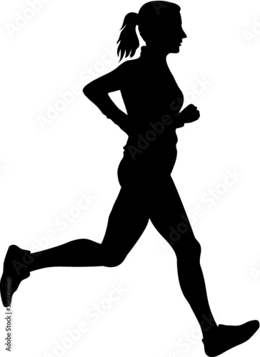 Running, jogging woman silhouette