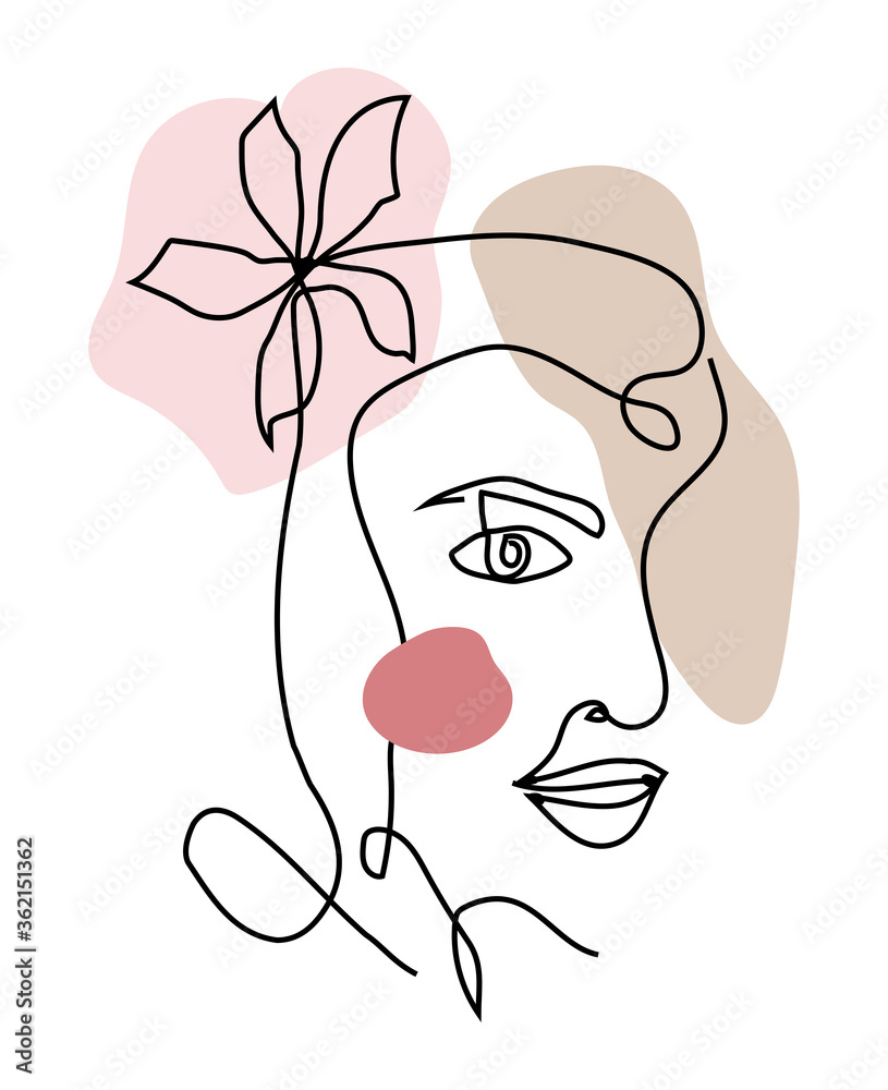 Girls Faces in line art modern trendy style. Abstract woman face one line. Vector illustration Girls Faces in line art modern trendy style. Abstract woman face one line. Vector illustration
