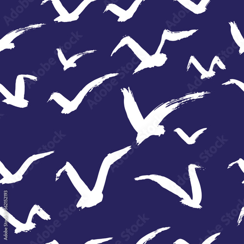 Seamless hand drawn pattern with birds.