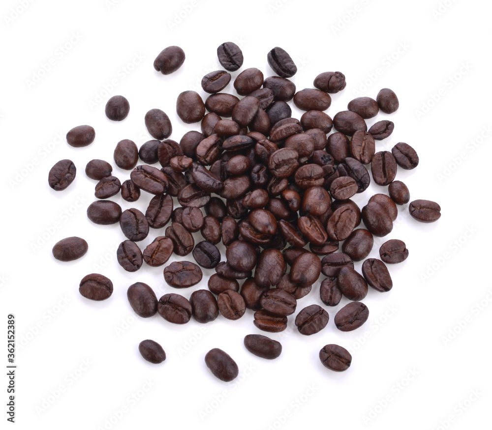 Coffee beans isolated on white background close up Coffee beans isolated on white background close up