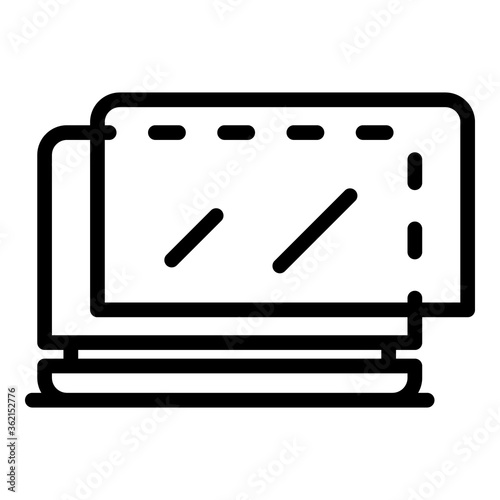 Laptop protective glass icon. Outline laptop protective glass vector icon for web design isolated on white background
