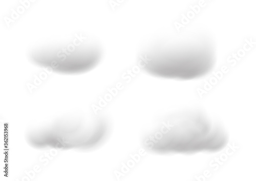 Realistic white cloud vectors isolated on white background, cotton wool ep45