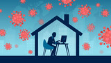 Vector of a businessman working from home during coronavirus pandemic