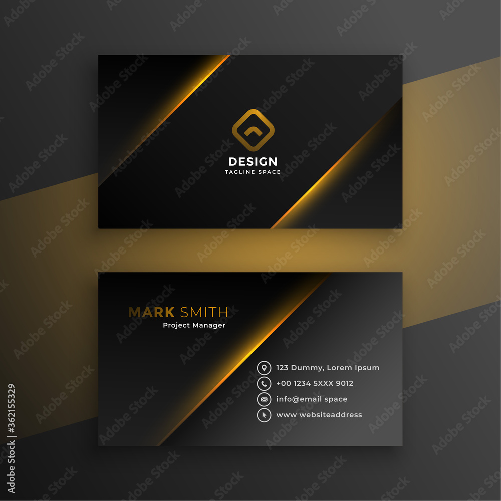 Fototapeta premium shiny black modern business card template design
