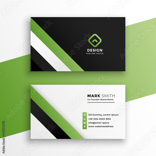 stylish green professional business card design template