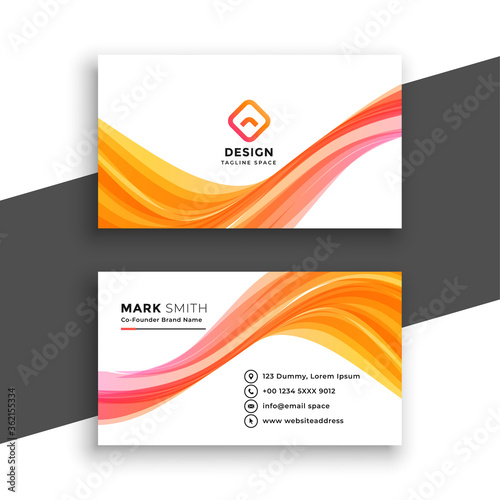 stylish wavy white business card template design