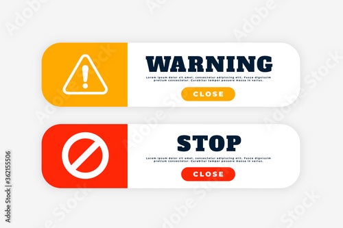 warning and stop sign button for web purpose