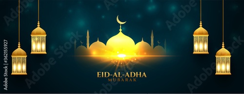 beautiful eid al adha shiny bakrid festival banner