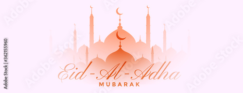 lovely eid al adha islamic banner with mosque design