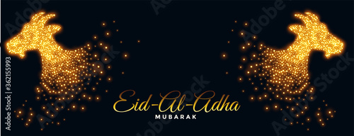 eid al adha mubarak banner with sparkling goat design