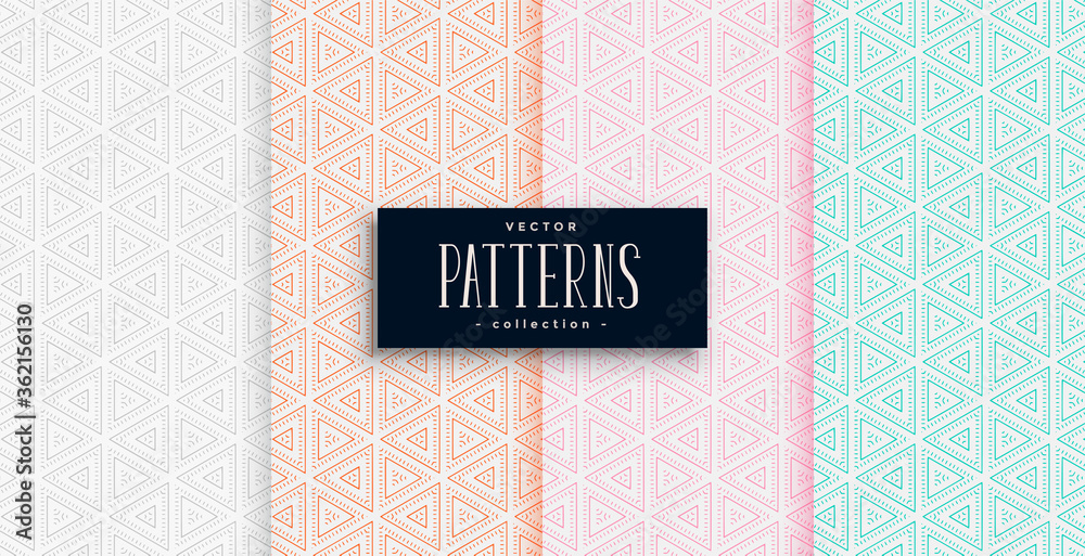 Fototapeta premium elegant triangle shapes pattern set in four colors