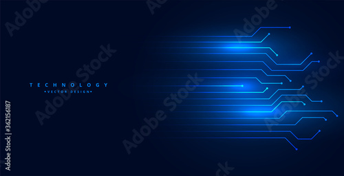 technological background with circuit lines diagram in blue color
