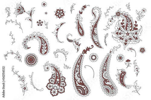 Set of traditional Indian paisley
