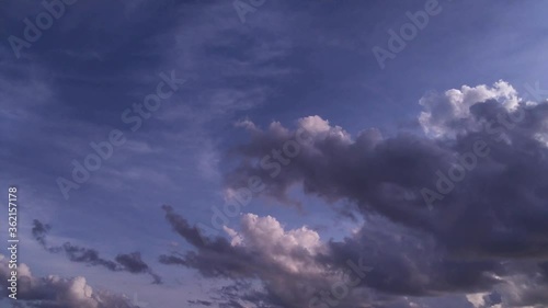 White Clouds Raising up in the Clear Blue sky HD Timelapse