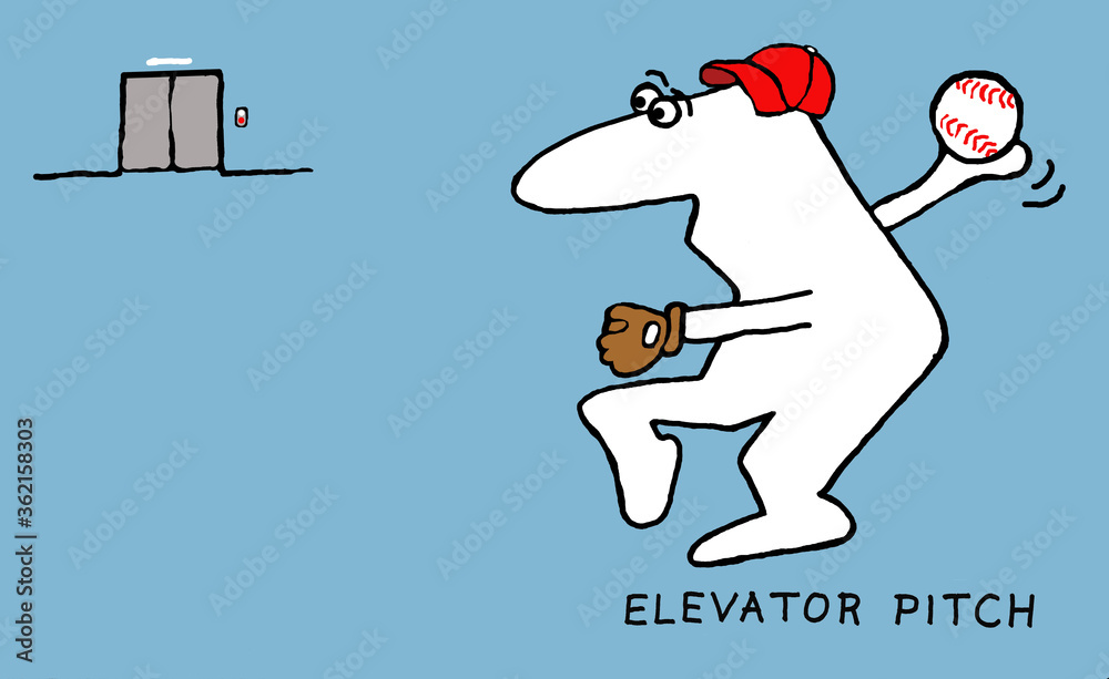 Elevator Pitch cartoon drawing