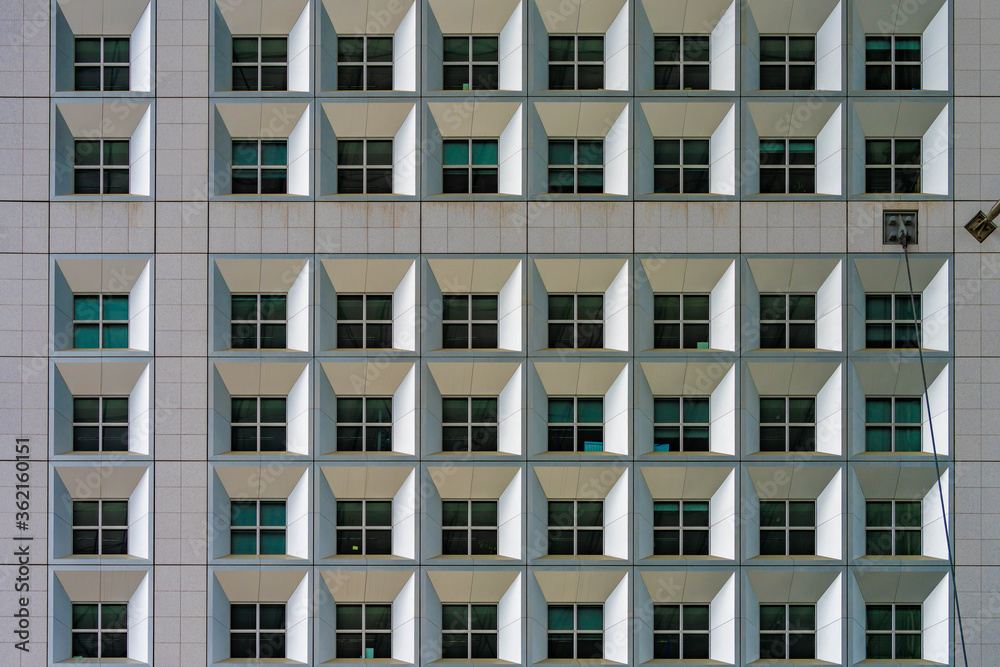 Motif fenêtres, carré, mosaïque, façade