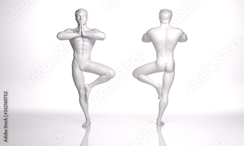 TITLE  3D Render   an illustration of a male character model with silver texture