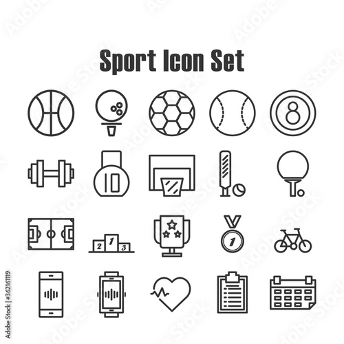 Vector Sport Line Icon Set on white background