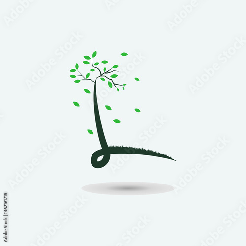 Letter L shaped a tree with leaf