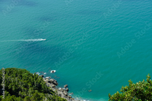Panorama del Mar Ligure dalla frazione di Montemarcello ad Ameglia, in Liguria.