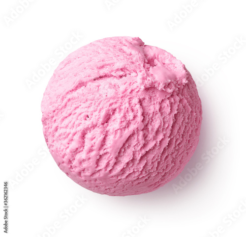 Pink strawberry ice cream scoop
