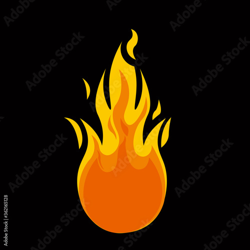 fire icon vector on black background, vector symbol