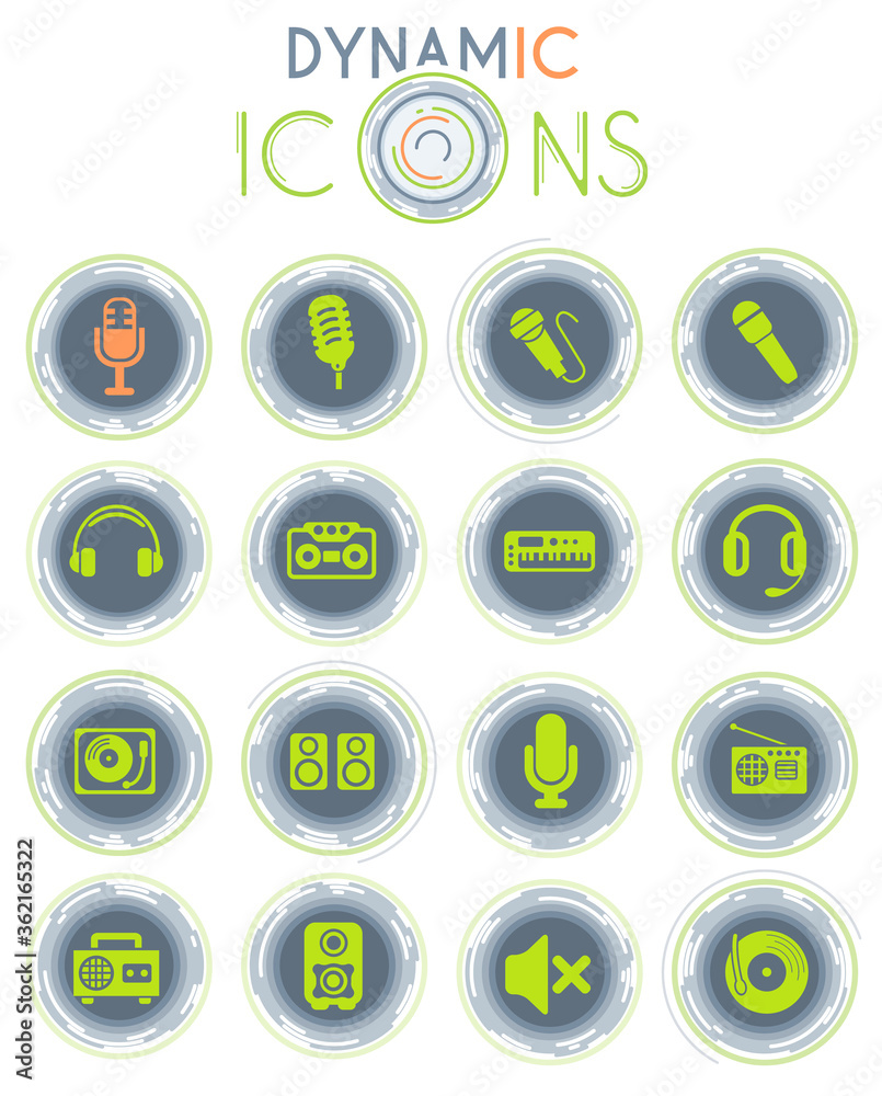musical equipment dynamic icons musical equipment dynamic icons